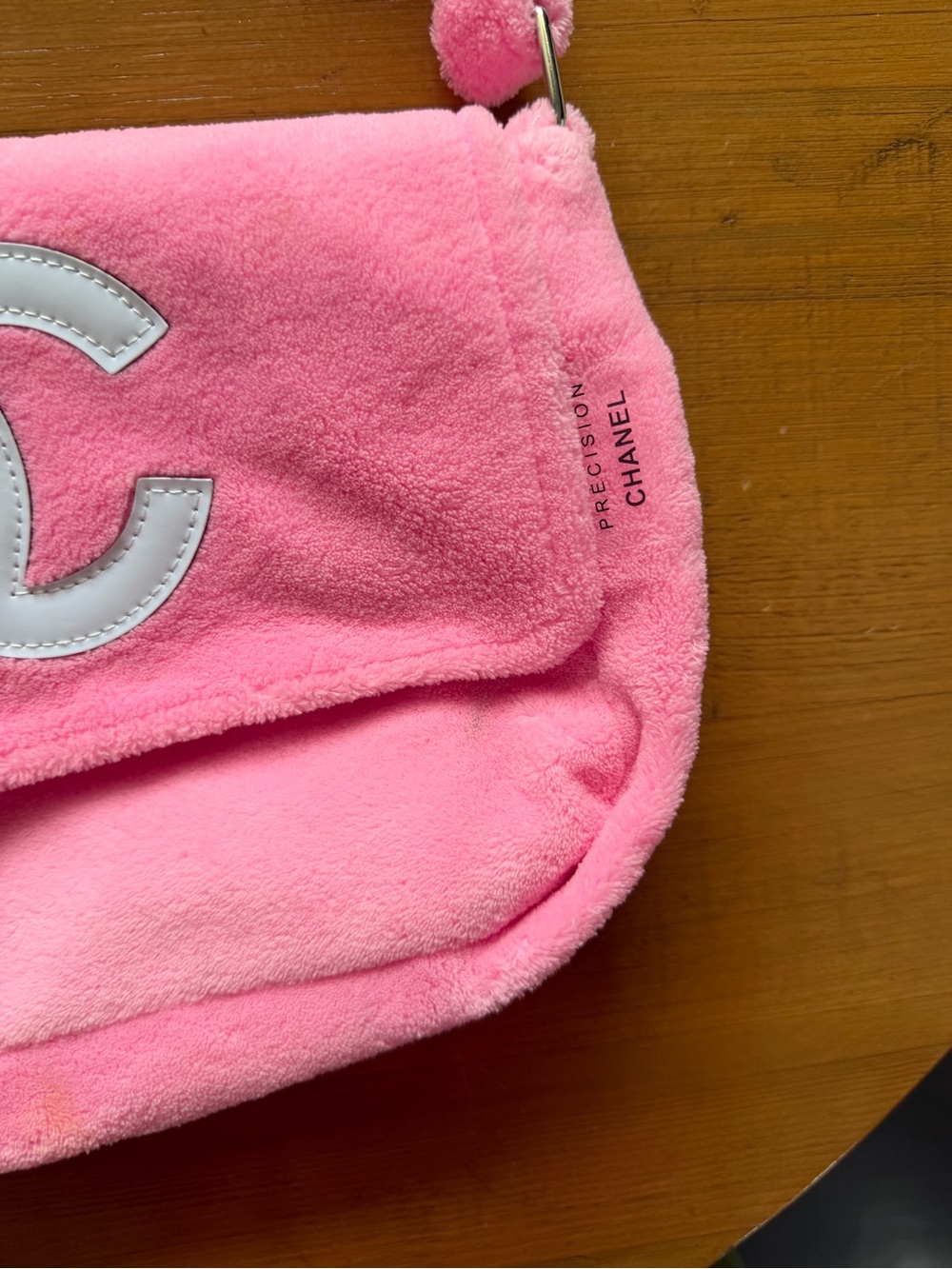 Chanel Precision Beauty Fluffy Pink Terry Cloth Crossbody Satchel - Picture 3 of 15